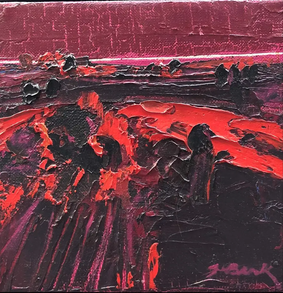 Henrietta Berk, Red Landscape, oil on canvas